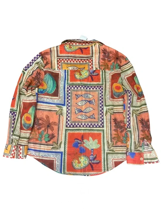 Calypso St. Barth Vintage-Inspired Multicolor Patterned Button-Up Shirt Size M - Picture 3 of 3